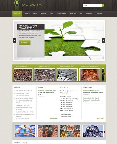 طراحی سایت شرکت رویال متالز ، طراحی سایت ، طراحی وب سایت